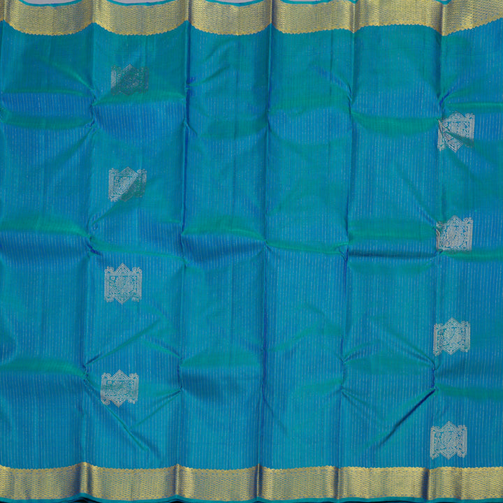 Hayagrivas Peacock Blue Handloom Kanjivaram Silk Saree BBD866I3-1