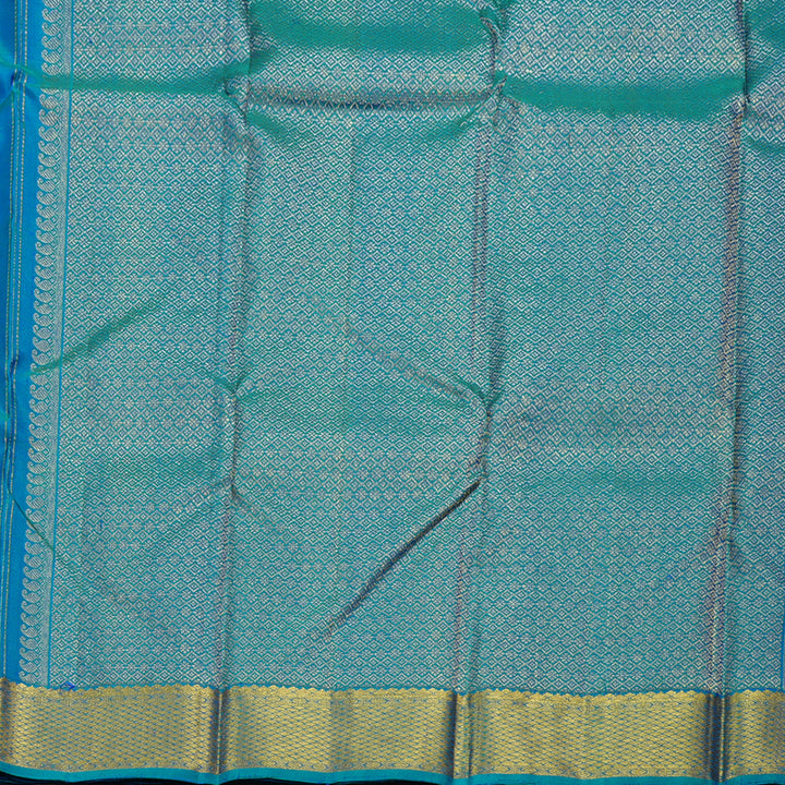 Hayagrivas Peacock Blue Handloom Kanjivaram Silk Saree BBD866I3-1