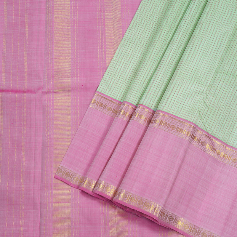 Hayagrivas Light Pastel Green Kanjivaram Silk Saree with Yellow And Rose Pink Border BBD871I1-1