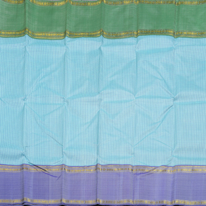 Hayagrivas Light Sky Blue Kanjivaram Silk Saree with Blue And Green Border BBD871I1-2