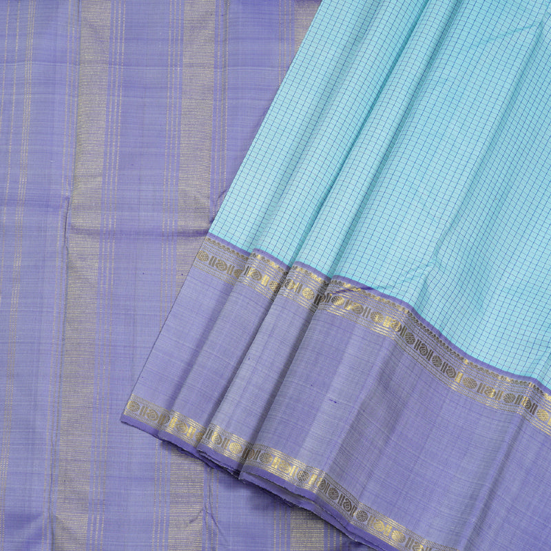 Hayagrivas Light Sky Blue Kanjivaram Silk Saree with Blue And Green Border BBD871I1-2