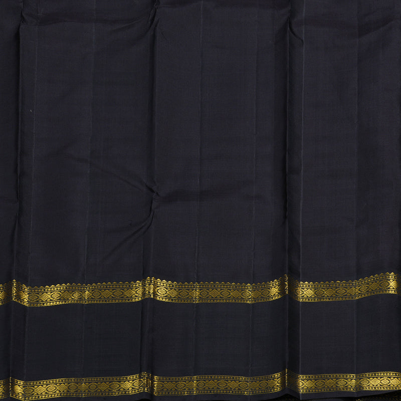 Hayagrivas Orangish Pink Handloom Kanjivaram Silk Saree with Black Border BBD877I2-6