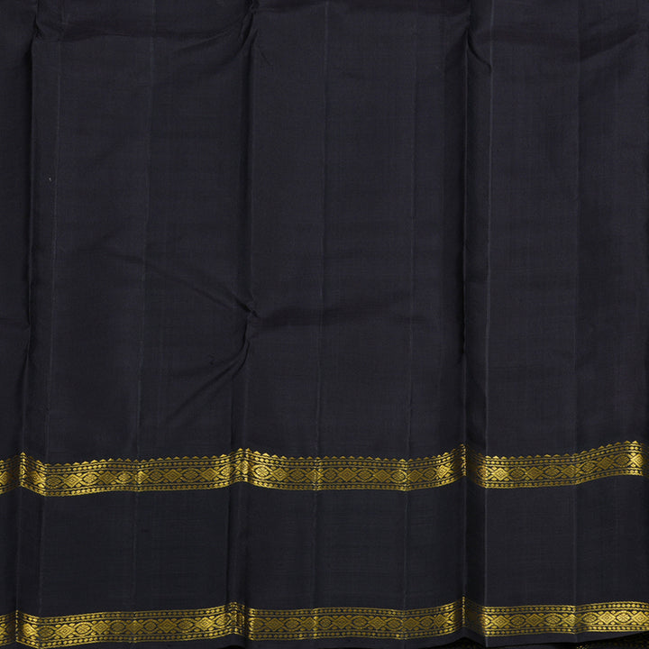 Hayagrivas Orangish Pink Handloom Kanjivaram Silk Saree with Black Border BBD877I2-6