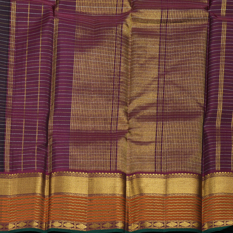 Hayagrivas Black Handloom Kanjivaram Silk Saree with Burnt Orange Border BBD878I3-1