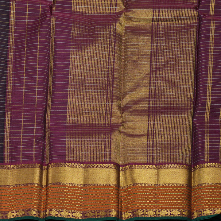 Hayagrivas Black Handloom Kanjivaram Silk Saree with Burnt Orange Border BBD878I3-1