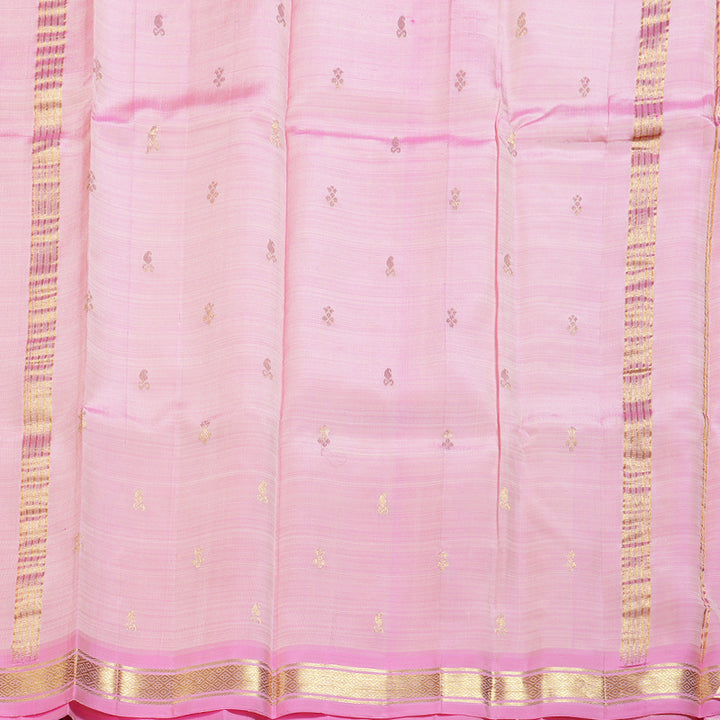 Hayagrivas Elegant Half White Handloom Kanjivaram Silk Saree with Baby Pink Border BBD882I1-15