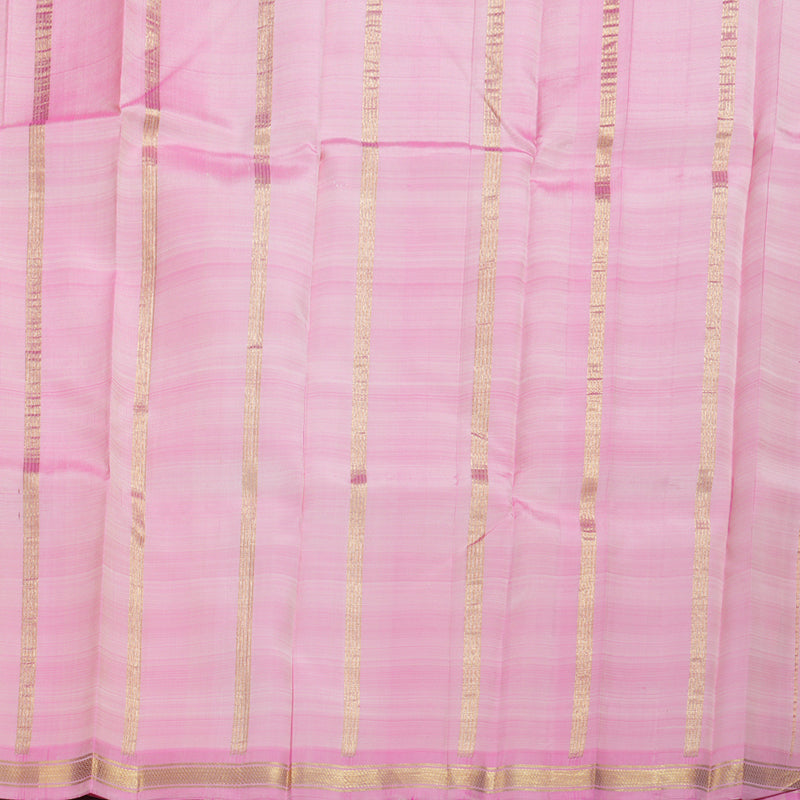 Hayagrivas Half White Handloom Kanjivaram Silk Saree with Rose Pink Border BBD882I3-10