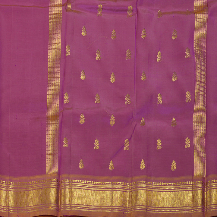 Hayagrivas Purple Handloom Kanjivaram Silk Saree with Honey Mustard Border BBD882I4-25