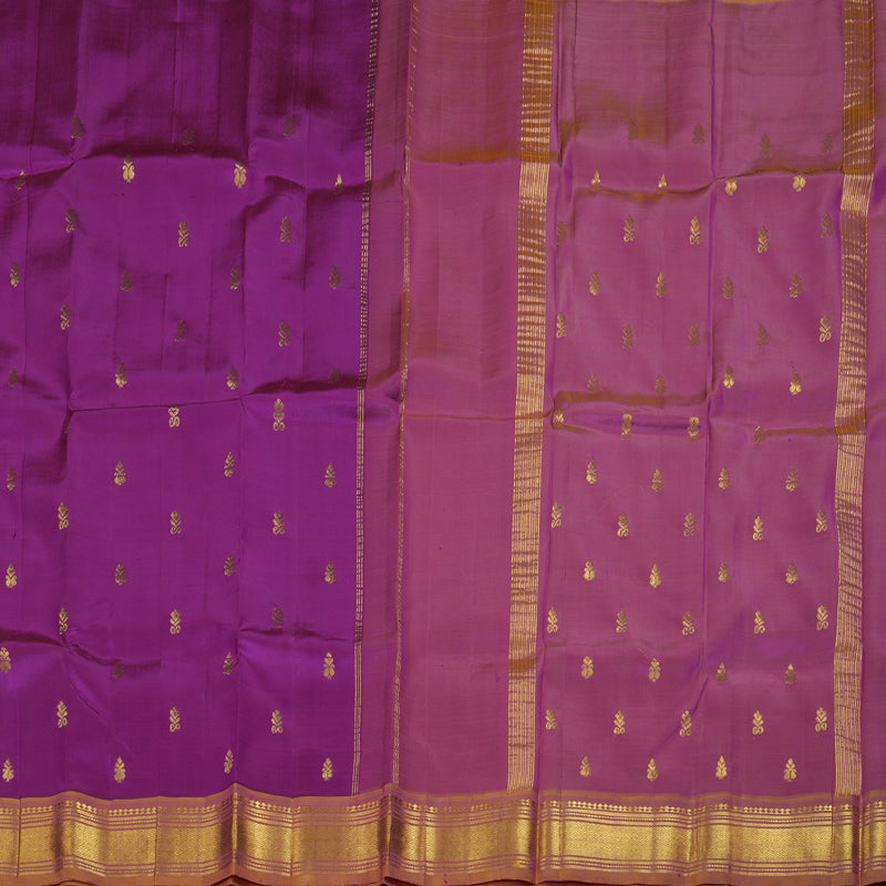 Hayagrivas Purple Handloom Kanjivaram Silk Saree with Honey Mustard Border BBD882I4-25