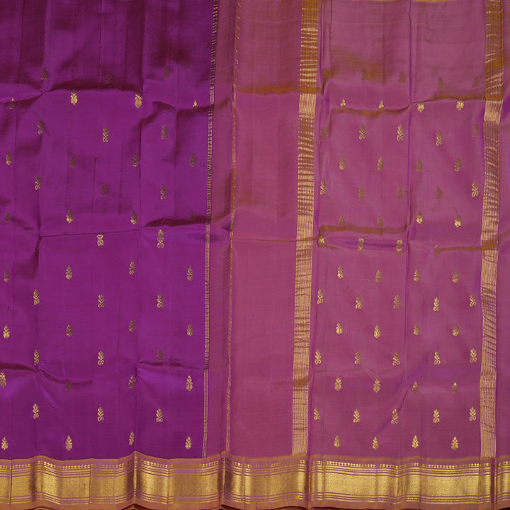 Hayagrivas Purple Handloom Kanjivaram Silk Saree with Honey Mustard Border BBD882I4-25