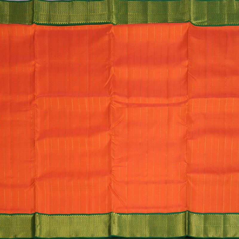 Hayagrivas Orange Handloom Kanjivaram Ten Yards Silk Saree with Dark Green Border BBD887I4-1