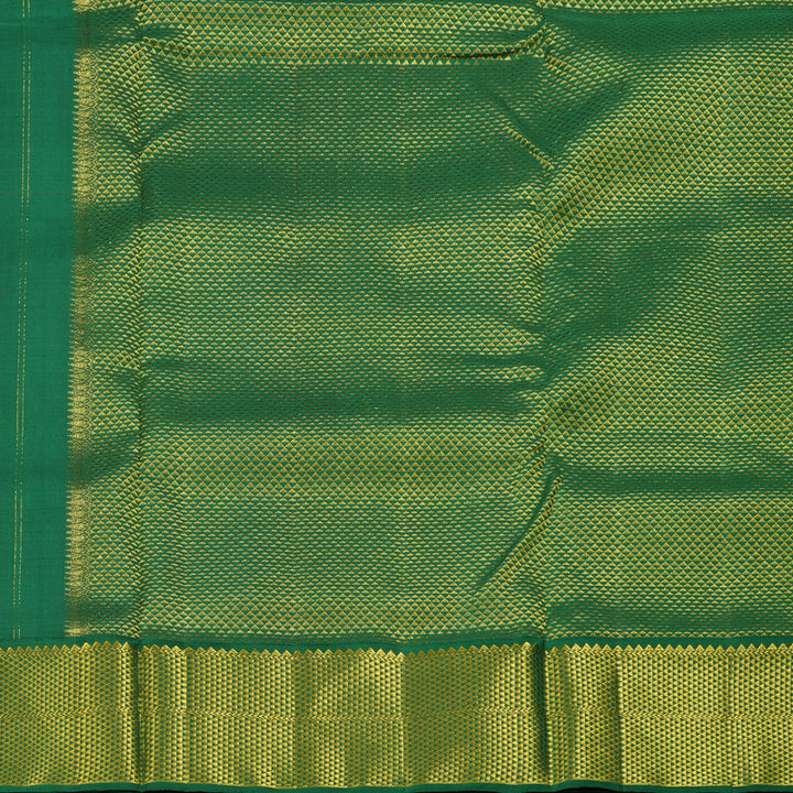 Hayagrivas Orange Handloom Kanjivaram Ten Yards Silk Saree with Dark Green Border BBD887I4-1