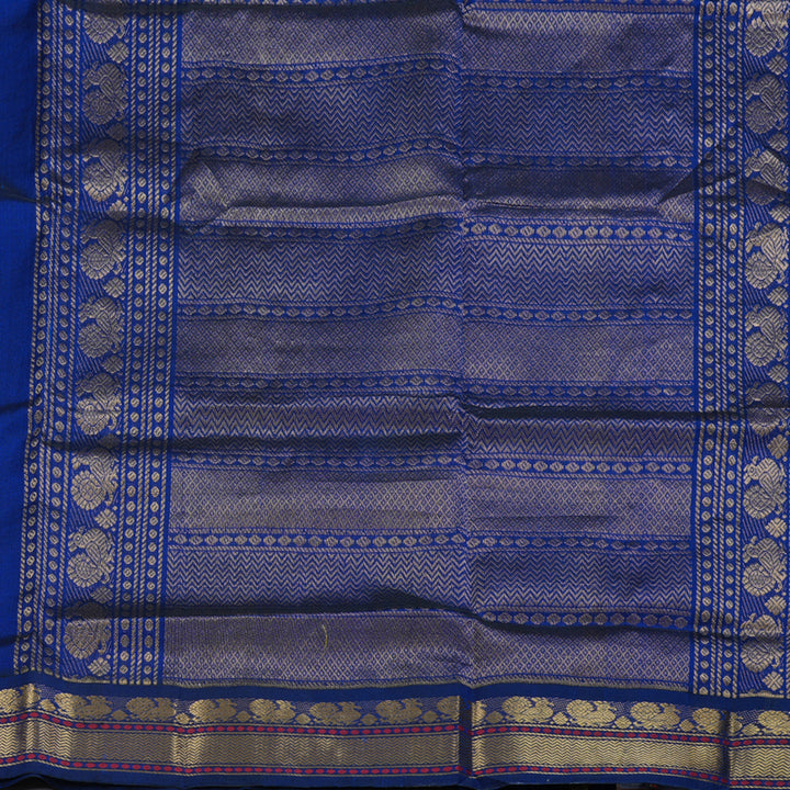 Hayagrivas Handloom Mild Khaki With Blue Silk Cotton Saree BBD890I2-1