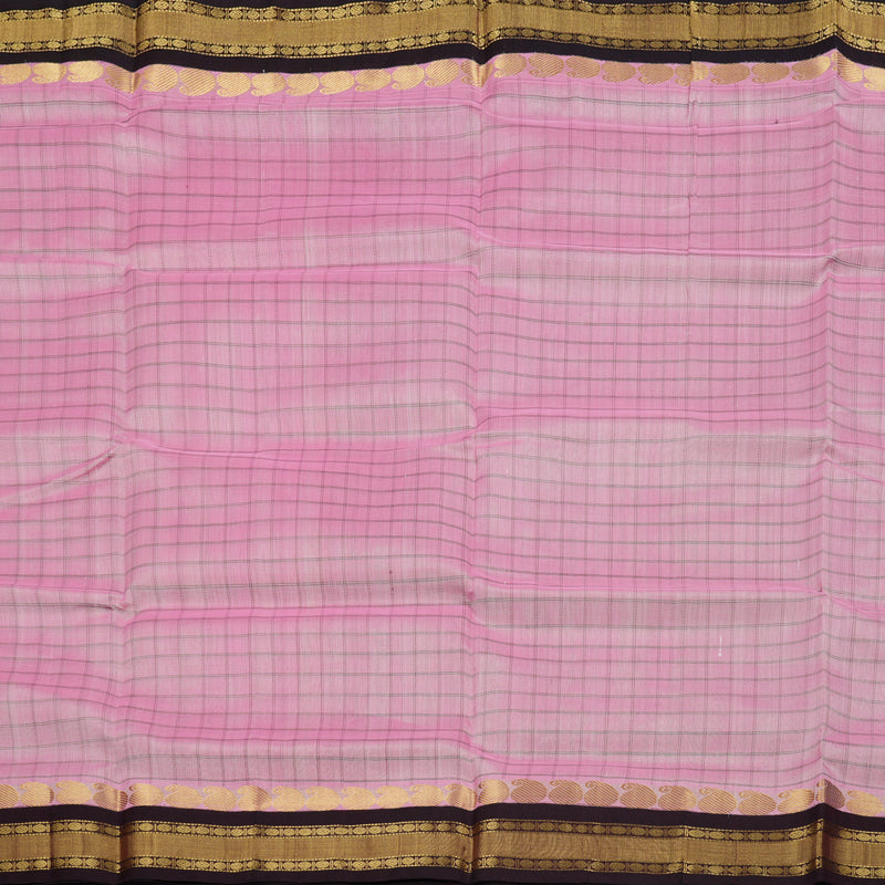 Hayagrivas Handloom Korvai baby Pink With Brown Silk Cotton Saree BBD890I4-9