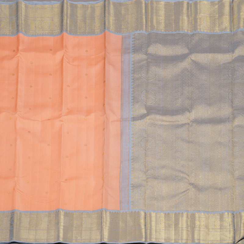 Hayagrivas Handloom Peach With Grey Kanjivaram Silk Saree BBD894I1-2