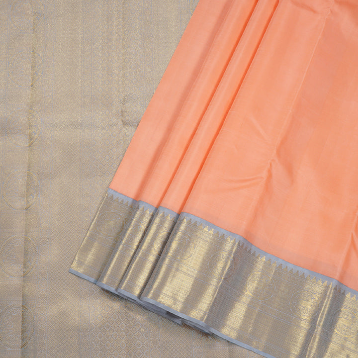 Hayagrivas Handloom Peach With Grey Kanjivaram Silk Saree BBD894I1-2