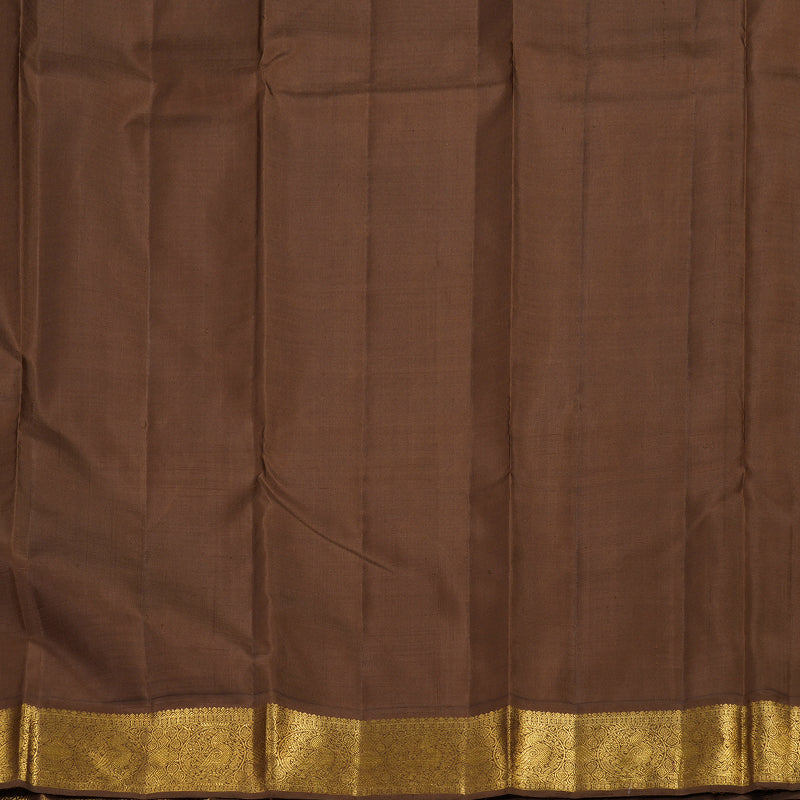 Hayagrivas Off White Handloom Kanjivaram Silk Saree with Dark Brown Border BBD894I3-6