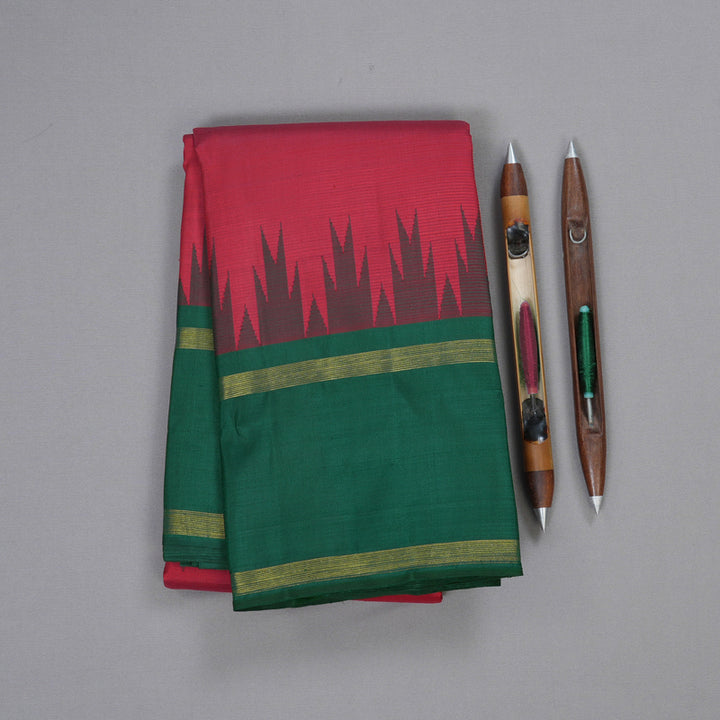 Hayagrivas Handloom Red With Green Korvai Kanjivaram Silk Saree BBD905I7-1