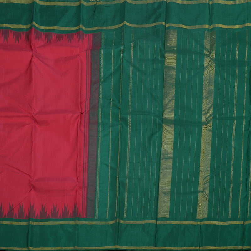 Hayagrivas Handloom Red With Green Korvai Kanjivaram Silk Saree BBD905I7-1