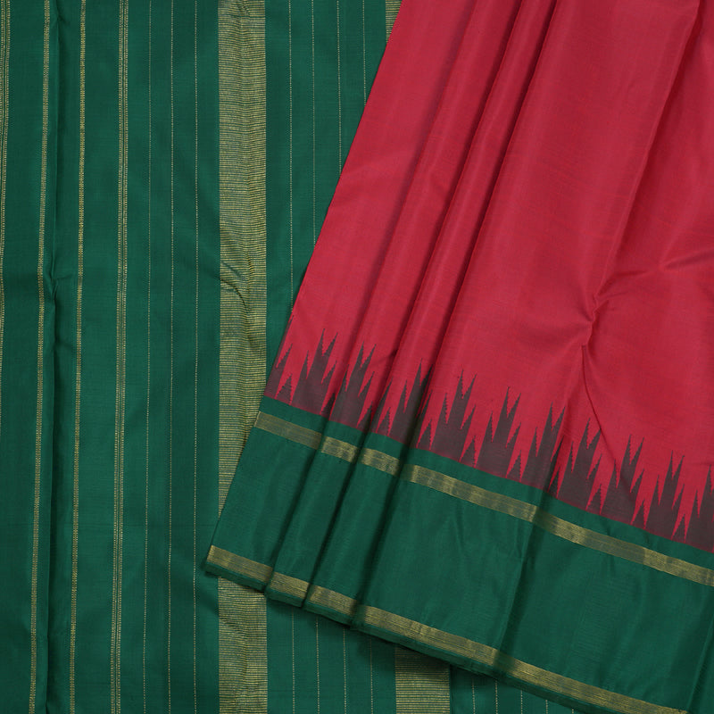 Hayagrivas Handloom Red With Green Korvai Kanjivaram Silk Saree BBD905I7-1