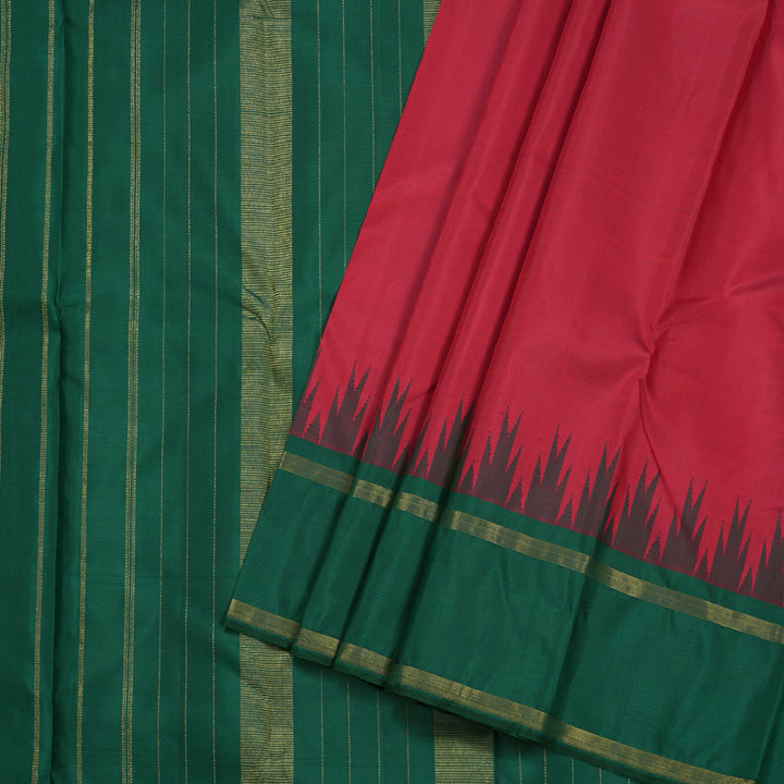 Hayagrivas Handloom Red With Green Korvai Kanjivaram Silk Saree BBD905I7-1