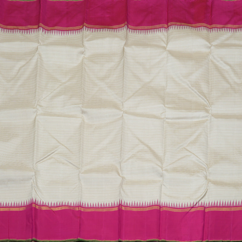 Hayagrivas Beige Handloom Kanjivaram Silk Saree with Dark Pink Border BBD905I8-1