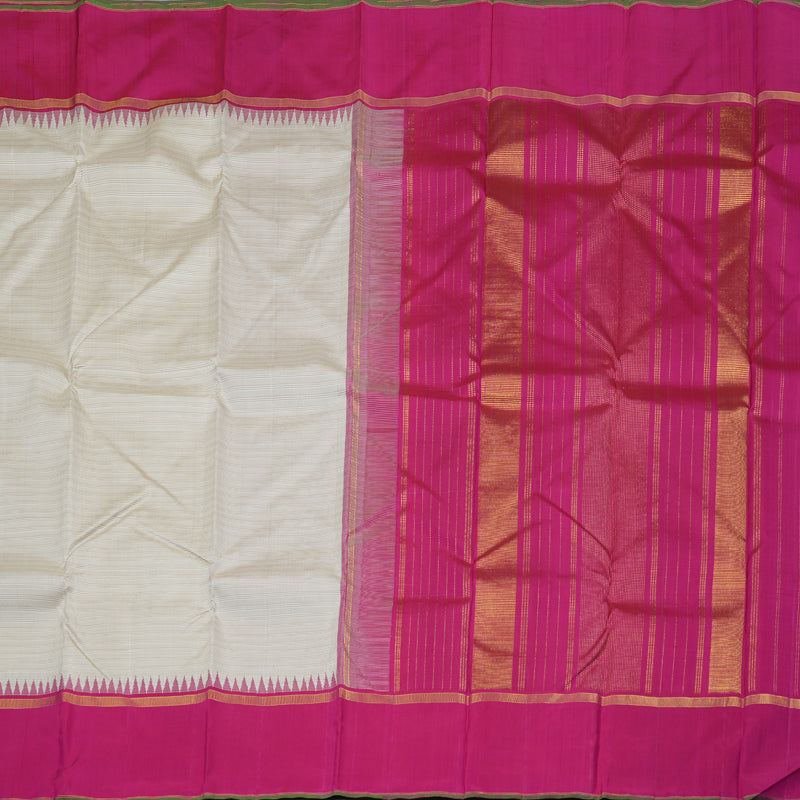 Hayagrivas Beige Handloom Kanjivaram Silk Saree with Dark Pink Border BBD905I8-1
