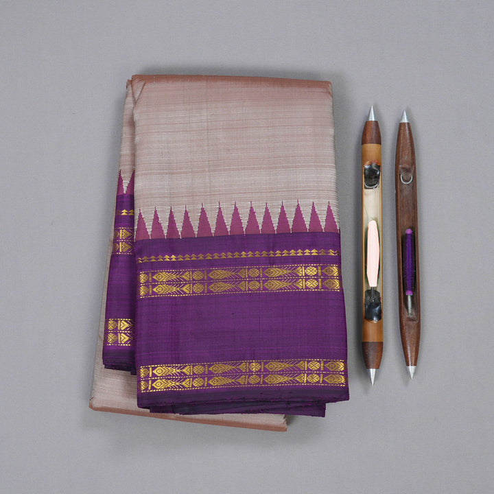 Hayagrivas Handloom Onion Pink With Purple Kanjivaram Silk Saree BBD907I5-1