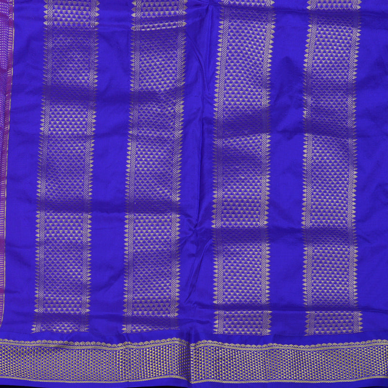 Hayagrivas Rose Pink Handloom Kanjivaram Ten Yards Silk Saree with Purplish Blue Border BBD909I1-2