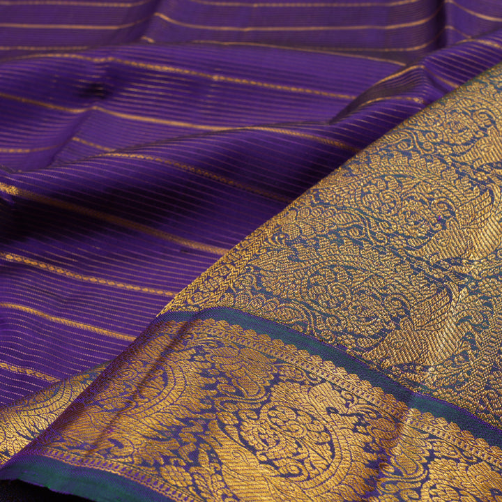 Hayagrivas Purple Kanjivaram Silk Saree with Peacock Blue Border BBD914I8-1