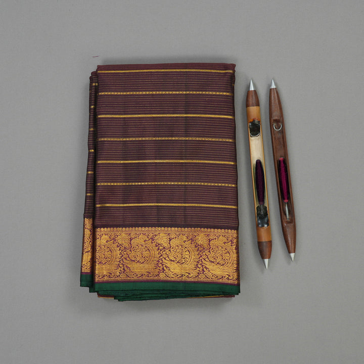 Hayagrivas Handloom Deep Plum Purple Kanjivaram Silk Saree with Wine Purple border BBD915I7-1