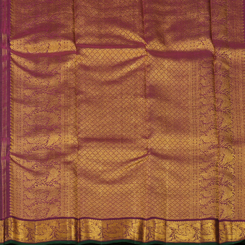 Hayagrivas Handloom Deep Plum Purple Kanjivaram Silk Saree with Wine Purple border BBD915I7-1