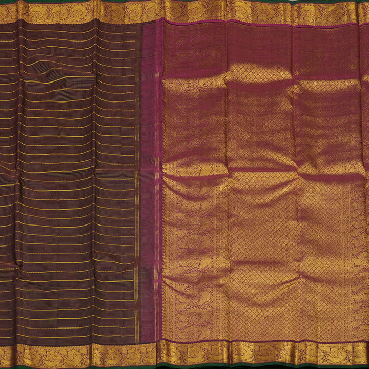 Hayagrivas Handloom Deep Plum Purple Kanjivaram Silk Saree with Wine Purple border BBD915I7-1