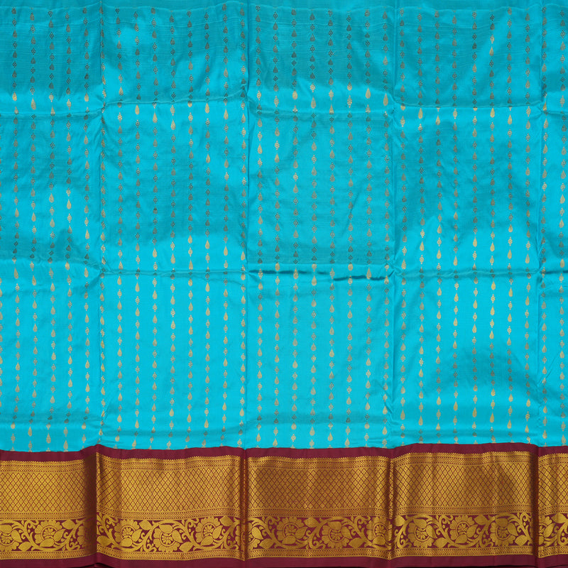 Hayagrivas Sky Blue Kanjivaram Pattu Pavadai with Maroon Border BBD917I11-1