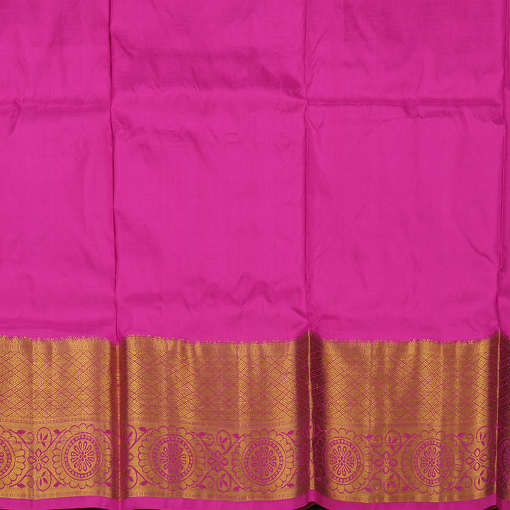 Hayagrivas Parrot Green Kanjivaram Pattu Pavadai with Pink Border BBD917I8-1