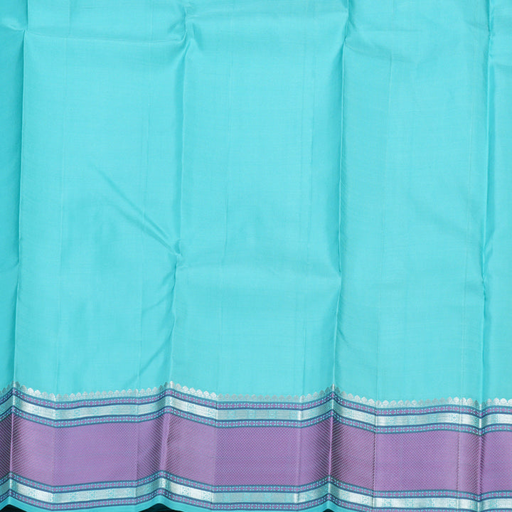 Hayagrivas Light Sky Blue Handloom Kanjivaram Silk Saree with Lavender Border BBD921I6-1