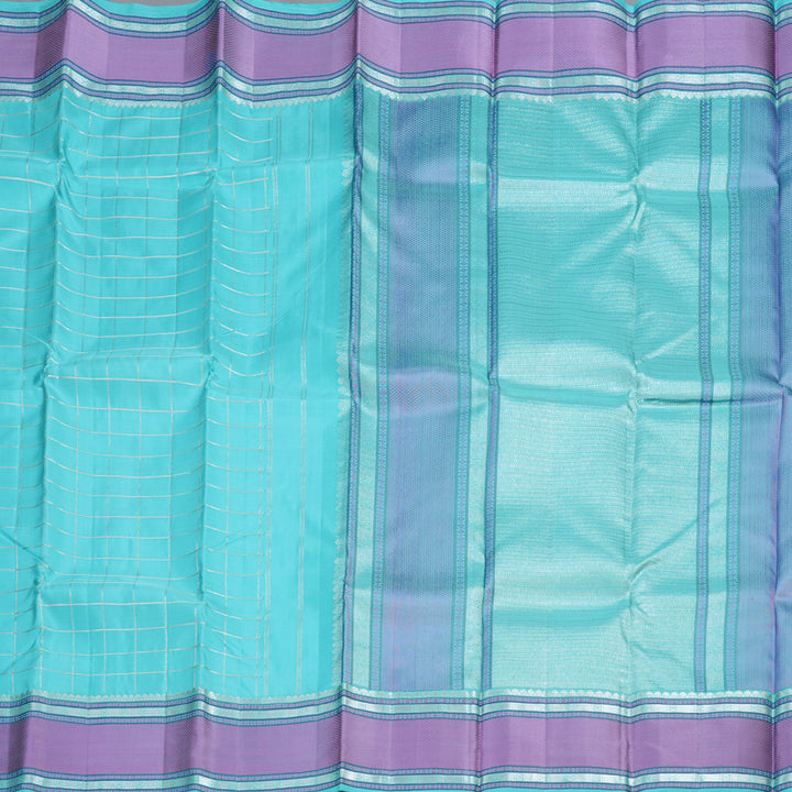 Hayagrivas Light Sky Blue Handloom Kanjivaram Silk Saree with Lavender Border BBD921I6-1