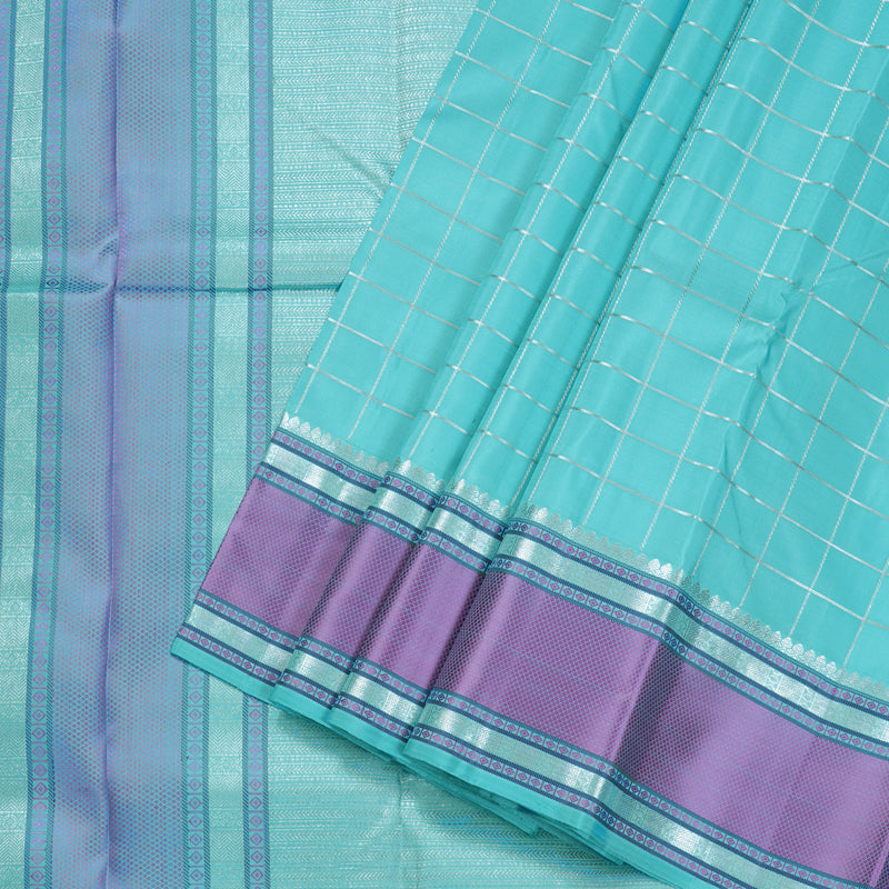 Hayagrivas Light Sky Blue Handloom Kanjivaram Silk Saree with Lavender Border BBD921I6-1