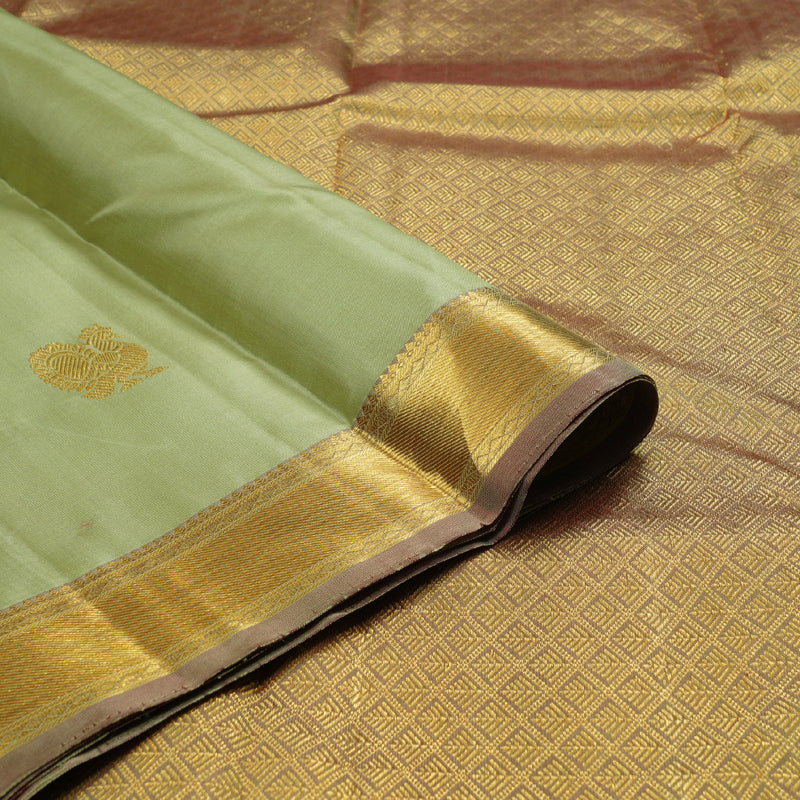 Hayagrivas Light Elaichi Green Handloom Kanjivaram Silk Saree with Dual Tone (Maroon With Light Elaichi Green) Border BBD932J1-6