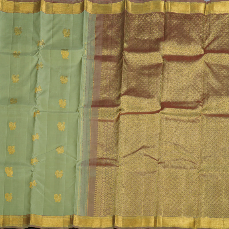 Hayagrivas Light Elaichi Green Handloom Kanjivaram Silk Saree with Dual Tone (Maroon With Light Elaichi Green) Border BBD932J1-6