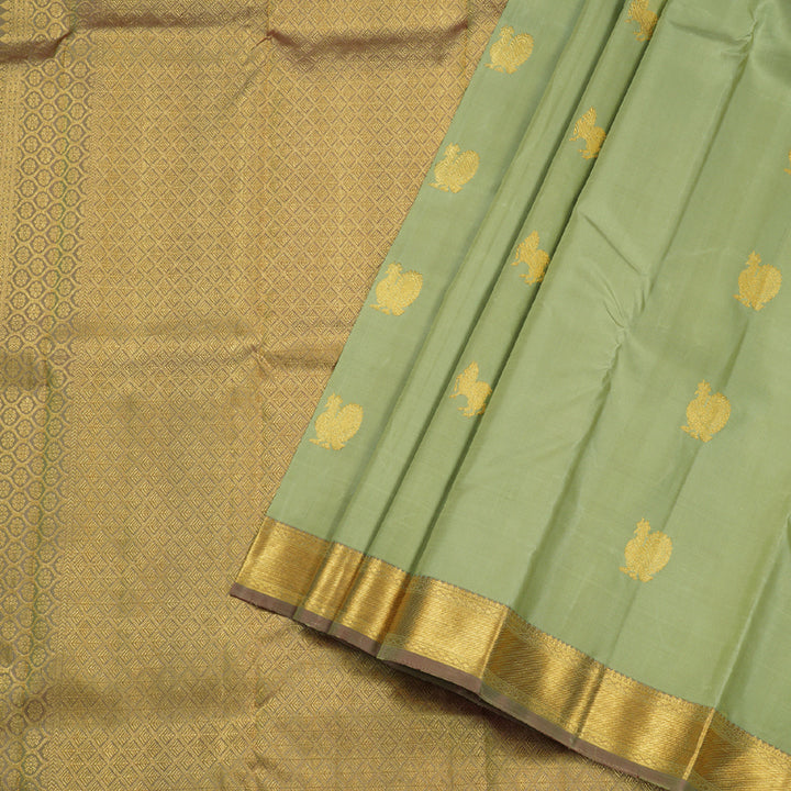 Hayagrivas Light Elaichi Green Handloom Kanjivaram Silk Saree with Dual Tone (Maroon With Light Elaichi Green) Border BBD932J1-6