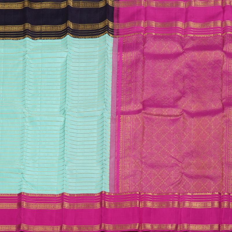 Hayagrivas Light Sea Green Kanjivaram Silk Saree with Pink And Plum Purple Border BBD941J2-1