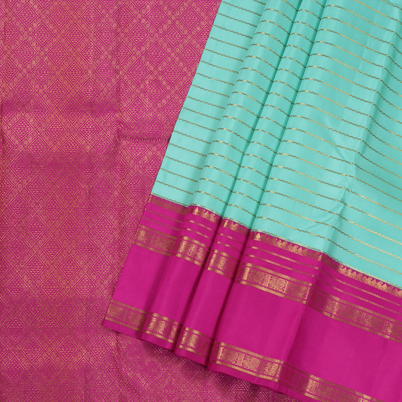 Hayagrivas Light Sea Green Kanjivaram Silk Saree with Pink And Plum Purple Border BBD941J2-1