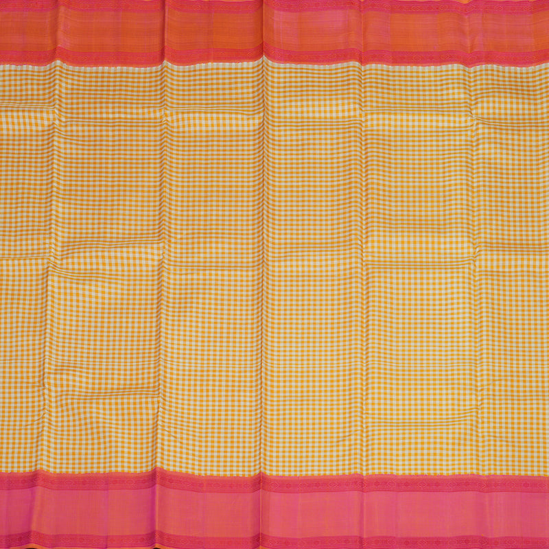 Hayagrivas Handloom Pure Kanjivaram Silk Saree in Tranquil White With Yellow Checks BBD943J4-1