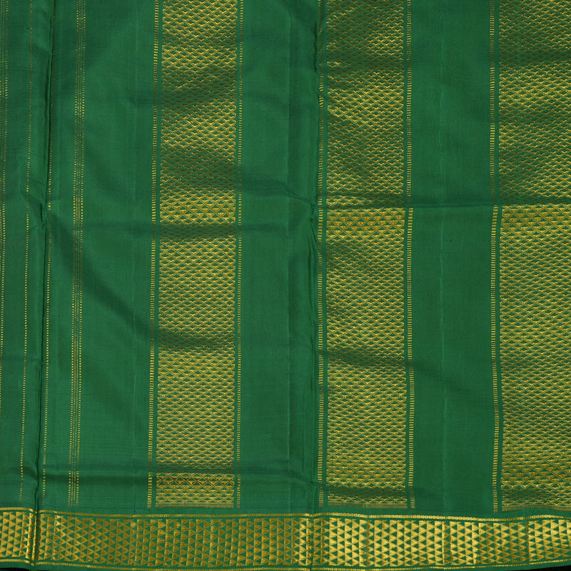 Hayagrivas Handloom Rani Pink Ten Yards Kanjivaram Silk Saree with Dark Green Border BBD944J1-8