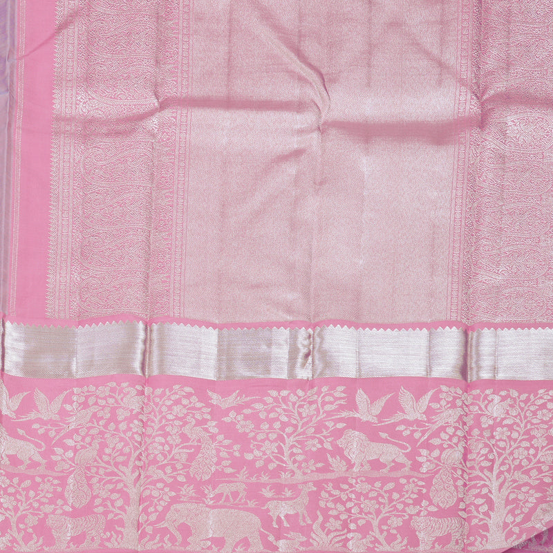 Hayagrivas Light Sky Blue Handloom Kanjivaram Silk Saree with Rose Pink Border BBD945J11-1