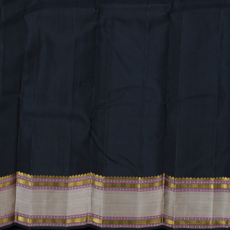 Hayagrivas Black Kanjivaram Silk Saree with Black Border BBD945J12-1