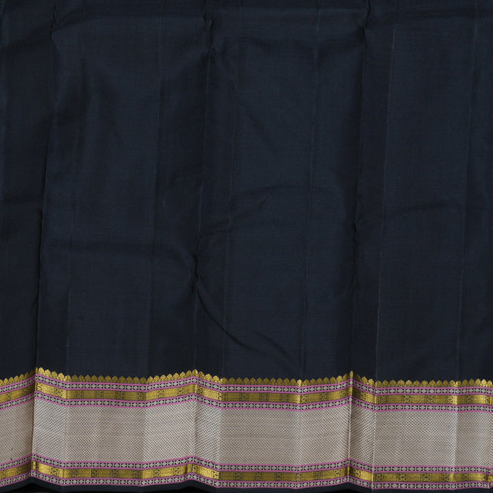 Hayagrivas Black Kanjivaram Silk Saree with Black Border BBD945J12-1