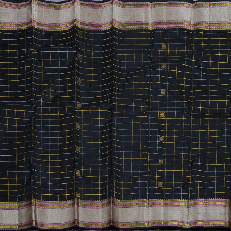 Hayagrivas Black Kanjivaram Silk Saree with Black Border BBD945J12-1