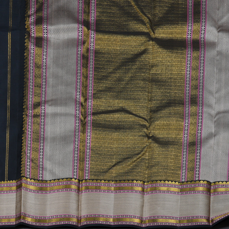 Hayagrivas Black Kanjivaram Silk Saree with Black Border BBD945J12-1